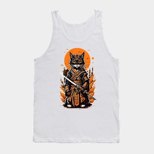 Yellow moon samurai cat Tank Top